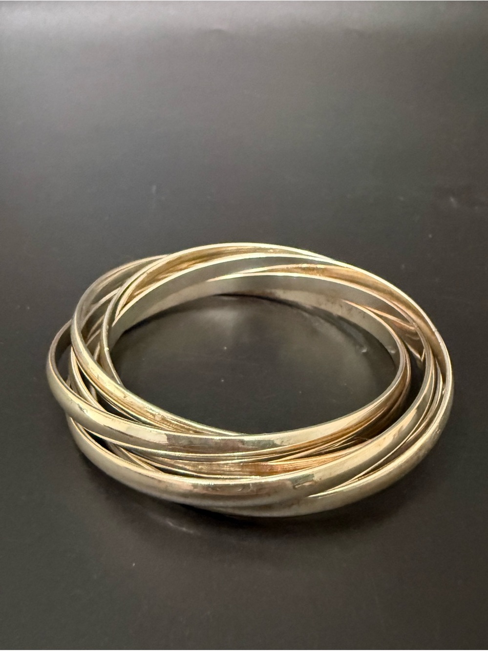 Unsigned Silver-tone Intertwined Trinity Bangle Bracelet